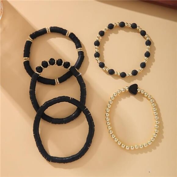 Stackable Clay Bracelets Set Colorful Beaded Stretch Summer Beach Boho Jewelry - Picture 4 of 6